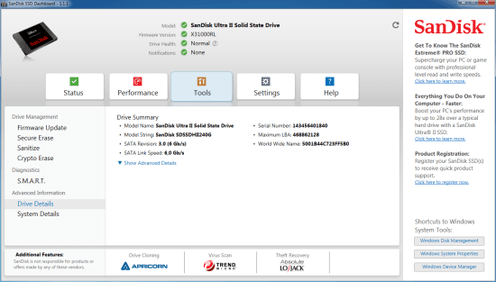 闪迪SSD Dashboard 绿色版