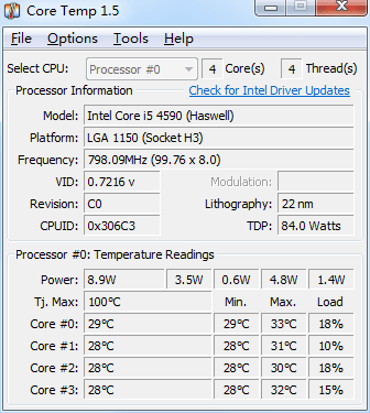 Core Temp 绿色版V1.5.1